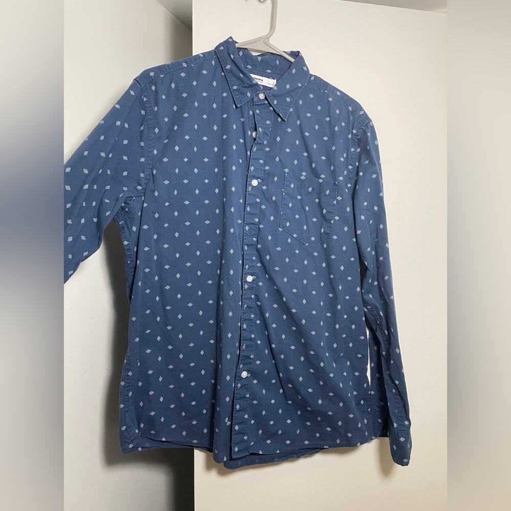 * L dark blue patterned Sonoma button-down